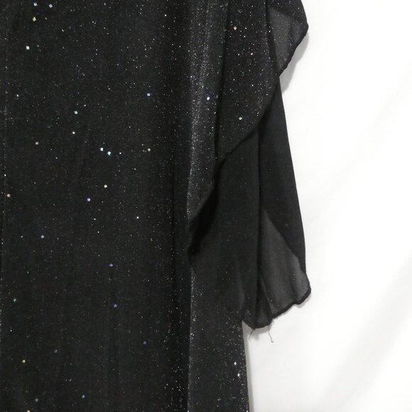 EARO | 1XL | Elegant Black Shimmer Knee Length Long Sleeve V-Neck Dress - Picture 14 of 16